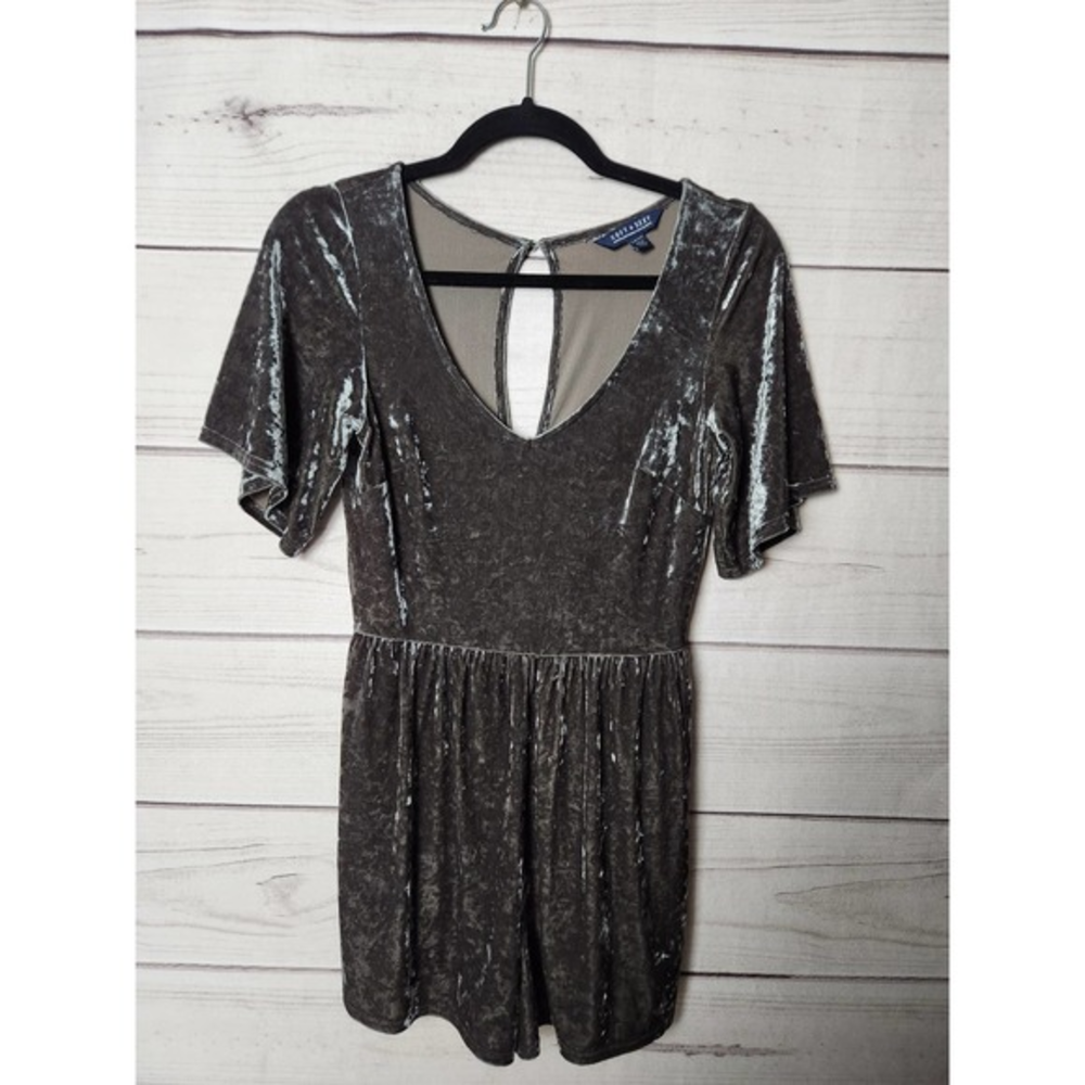 American Eagle Outfitters Soft & Sexy Womens Romper Crushed Velvet Dark Green S